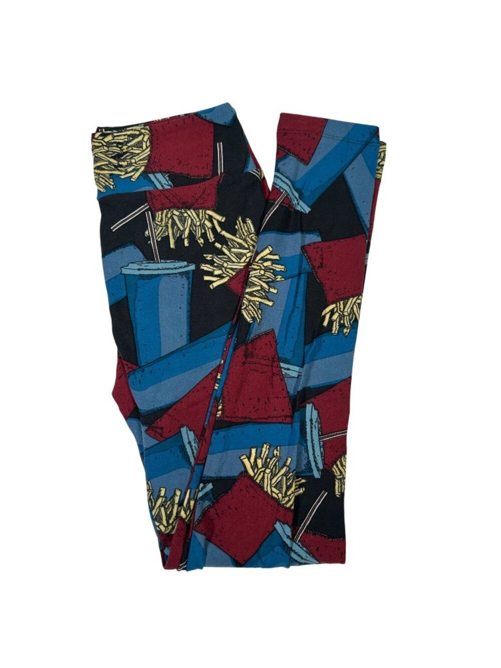 LuLaRoe Unicorn RARE French Fries and Soda Cups Black LLR Leggings One Size OS